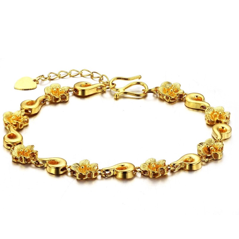 Zuverlässiges, Hochwertiges, Weibliches Armband In Blumenform, 18 Karat Vergoldet Zuverlässiges, Hochwertiges, Weibliches Armband In Blumenform, 18 Karat Vergoldet