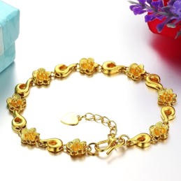 Zuverlässiges, Hochwertiges, Weibliches Armband In Blumenform, 18 Karat Vergoldet