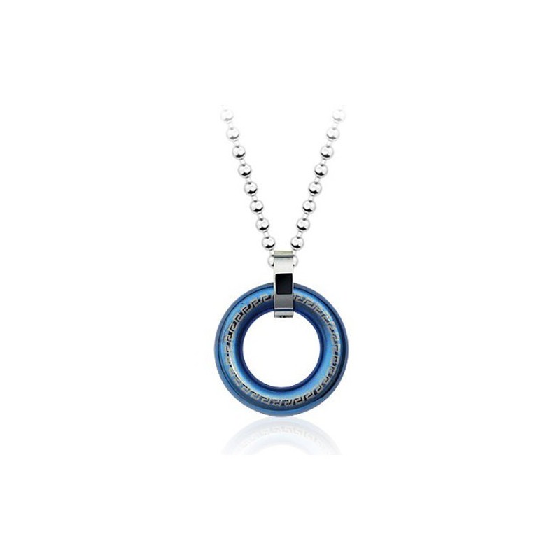 Retro Herren Ringförmiger Blauer Titan Anhänger - Kostenlose Kette Retro Herren Ringförmiger Blauer Titan Anhänger - Kostenlose Kette