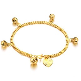 To Have A Long Story Damen-Armband, 18 Karat Vergoldet, Mit Glöckchen