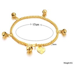 To Have A Long Story Damen-Armband, 18 Karat Vergoldet, Mit Glöckchen