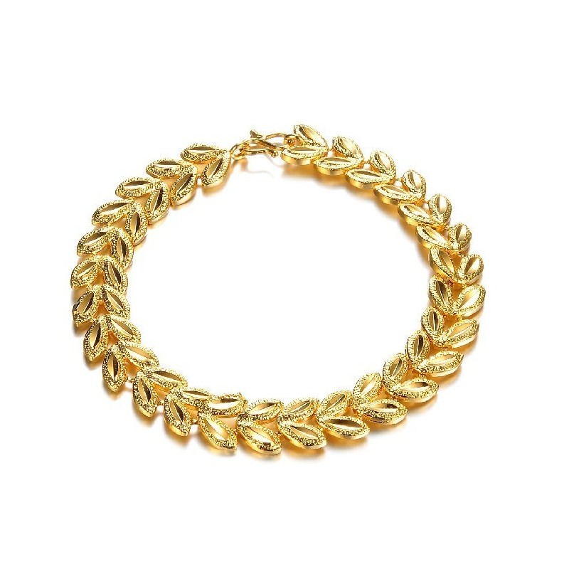 Hochwertiges Damenarmband In Blattform, 18 Karat Vergoldet Hochwertiges Damenarmband In Blattform, 18 Karat Vergoldet