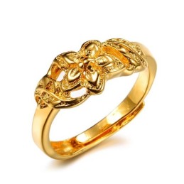 Hochwertiger Weiblicher Ring Mit Blumenmuster, 18 Karat Vergoldet