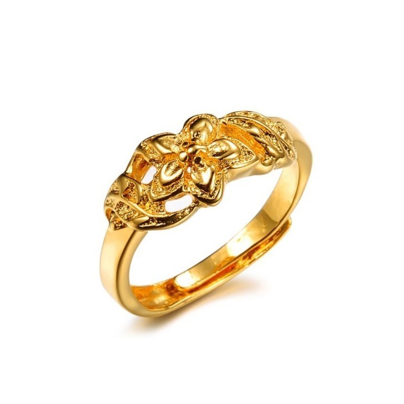 Hochwertiger Weiblicher Ring Mit Blumenmuster, 18 Karat Vergoldet Hochwertiger Weiblicher Ring Mit Blumenmuster, 18 Karat Vergoldet