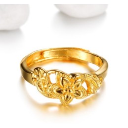 Hochwertiger Weiblicher Ring Mit Blumenmuster, 18 Karat Vergoldet