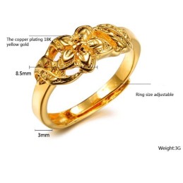 Hochwertiger Weiblicher Ring Mit Blumenmuster, 18 Karat Vergoldet