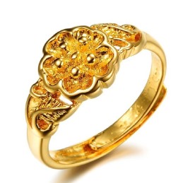 Hochwertiger Weiblicher Ring Mit Blumenmuster, 18 Karat Vergoldet