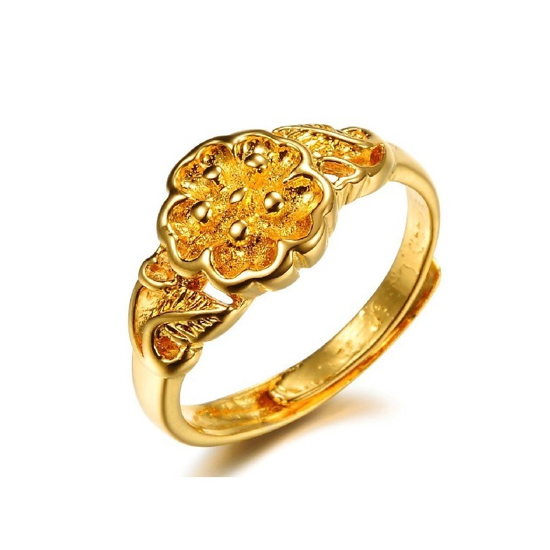 Hochwertiger Weiblicher Ring Mit Blumenmuster, 18 Karat Vergoldet Hochwertiger Weiblicher Ring Mit Blumenmuster, 18 Karat Vergoldet