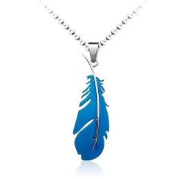 Beliebter Herren-Anhänger Aus Titan In Form Einer Blauen Feder – Kostenlose Kette