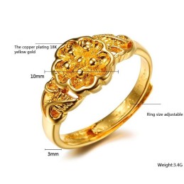 Hochwertiger Weiblicher Ring Mit Blumenmuster, 18 Karat Vergoldet