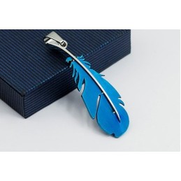 Beliebter Herren-Anhänger Aus Titan In Form Einer Blauen Feder – Kostenlose Kette