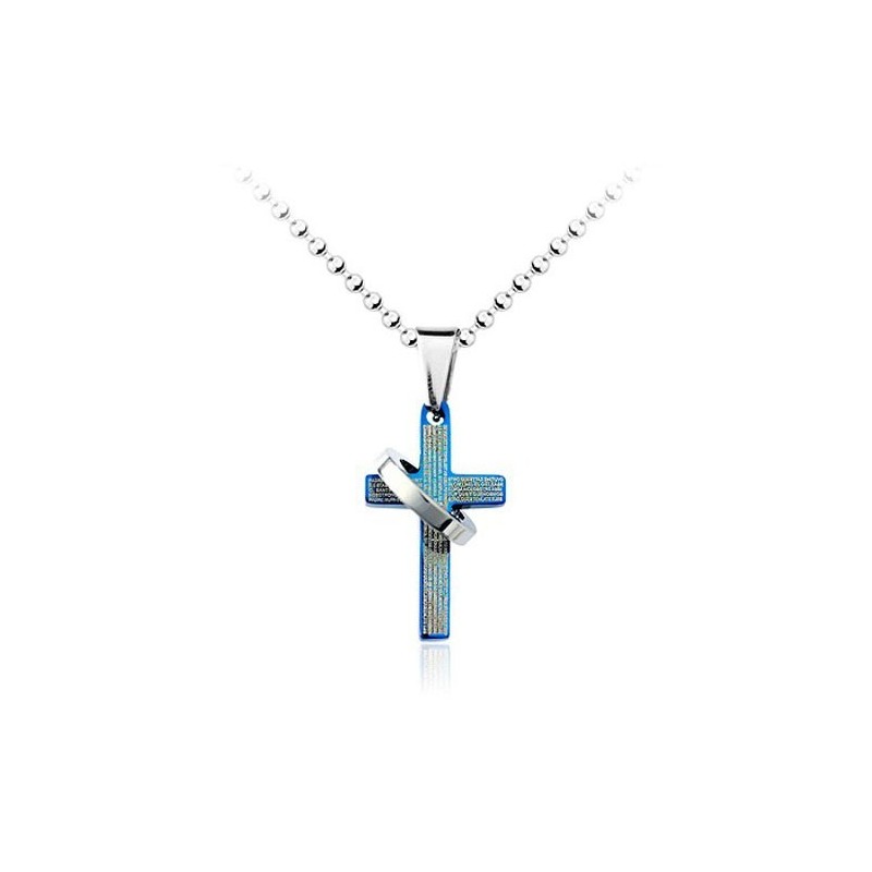 Beliebter Herren-Anhänger Mit Blauem Kreuz Aus Titan – Kostenlose Kette Beliebter Herren-Anhänger Mit Blauem Kreuz Aus Titan – Kostenlose Kette