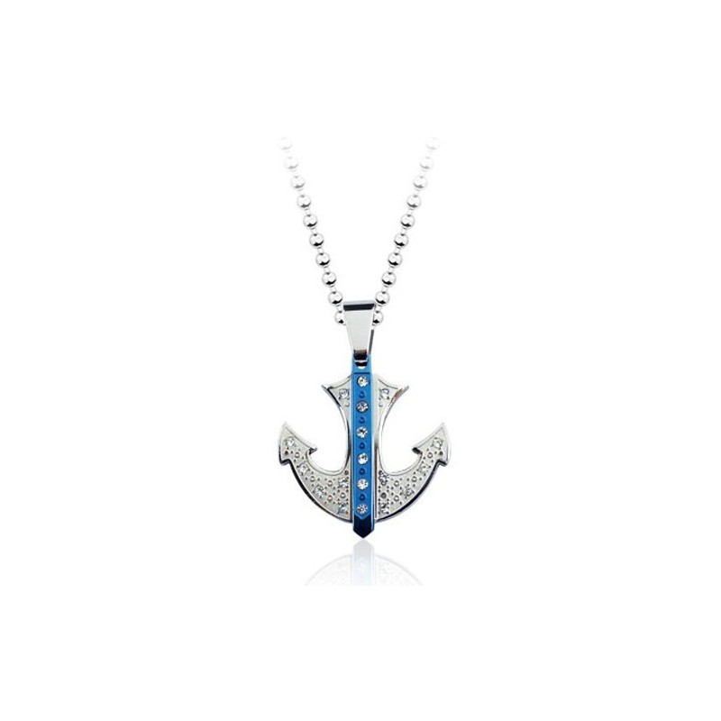 Beliebter Blauer Titananhänger In Ankerform – Kostenlose Kette Beliebter Blauer Titananhänger In Ankerform – Kostenlose Kette