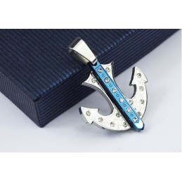 Beliebter Blauer Titananhänger In Ankerform – Kostenlose Kette