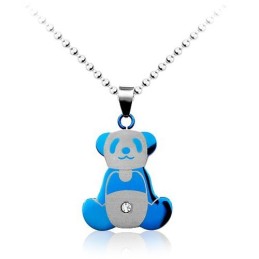 Niedlicher Blauer Panda-Anhänger Aus Titan Für Herren – Inklusive Kette