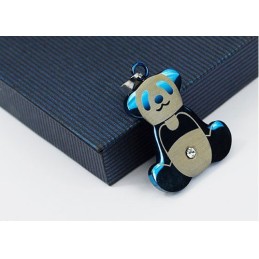 Niedlicher Blauer Panda-Anhänger Aus Titan Für Herren – Inklusive Kette
