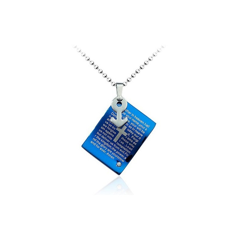 Stark Maskuliner Blauer Titananhänger - Kostenlose Kette Stark Maskuliner Blauer Titananhänger - Kostenlose Kette