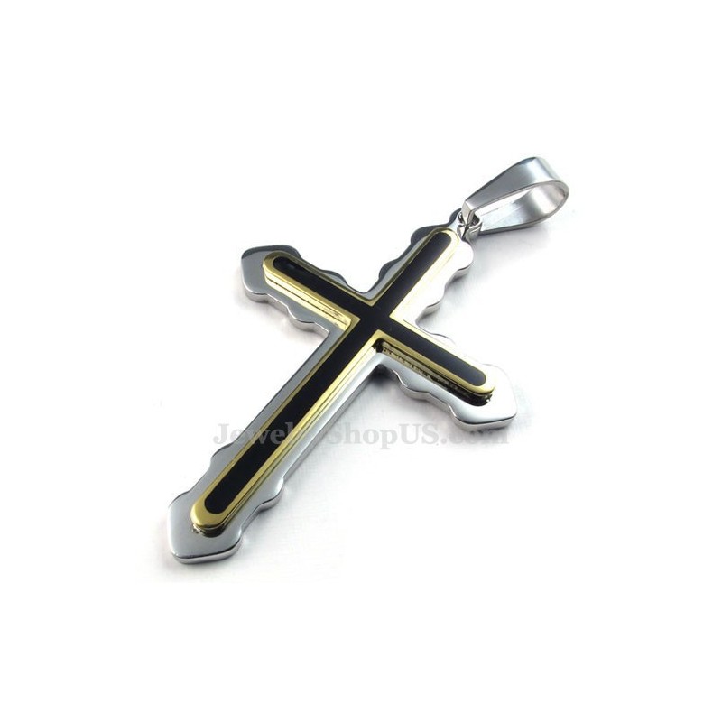 Halskette Mit Zwei Kreuzanhängern Aus Titan (Kostenlose Kette) Halskette Mit Zwei Kreuzanhängern Aus Titan (Kostenlose Kette)