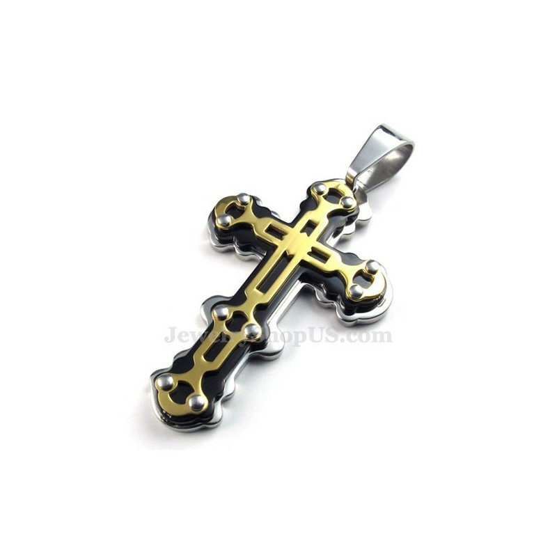 Halskette Mit Schwarzem Kreuzanhänger Aus Titan Und Gold (Kostenlose Kette) Halskette Mit Schwarzem Kreuzanhänger Aus Titan Und Gold (Kostenlose Kette)