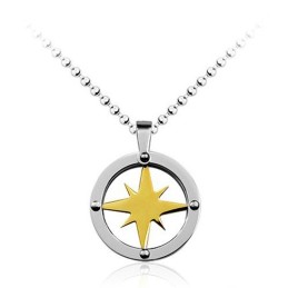 Golden Star Circle Herren-Anhänger Aus Titan – Kostenlose Kette