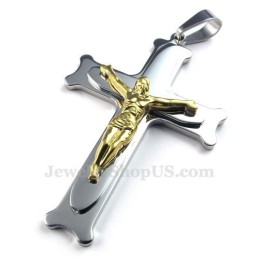 Halskette Mit Jesus-Kreuzanhänger Aus Titan Und Silber (Inklusive Kette)