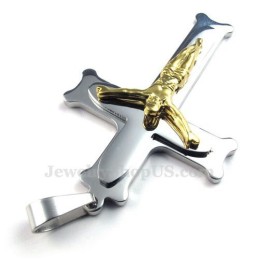 Halskette Mit Jesus-Kreuzanhänger Aus Titan Und Silber (Inklusive Kette)