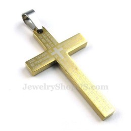 Halskette Mit Kreuzanhänger Aus Titan Und Gold Mit Schriftzug (Kostenlose Kette)