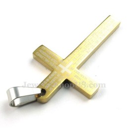 Halskette Mit Kreuzanhänger Aus Titan Und Gold Mit Schriftzug (Kostenlose Kette)