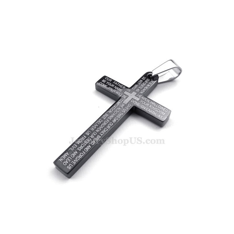 Halskette Mit Schwarzem Kreuzanhänger Aus Titan Mit Schriftzug (Kostenlose Kette) Halskette Mit Schwarzem Kreuzanhänger Aus Titan Mit Schriftzug (Kostenlose Kette)