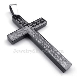 Halskette Mit Schwarzem Kreuzanhänger Aus Titan Mit Schriftzug (Kostenlose Kette)