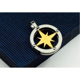 Golden Star Circle Herren-Anhänger Aus Titan – Kostenlose Kette