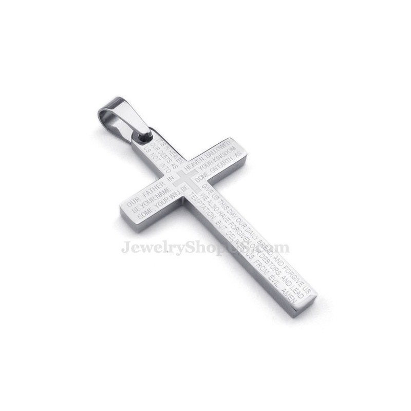 Halskette Mit Kreuzanhänger Aus Titan Mit Schriftzug (Kostenlose Kette) Halskette Mit Kreuzanhänger Aus Titan Mit Schriftzug (Kostenlose Kette)