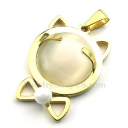Halskette Mit Katzenaugen-Anhänger Aus Goldenem Titan (Inkl. Kette)