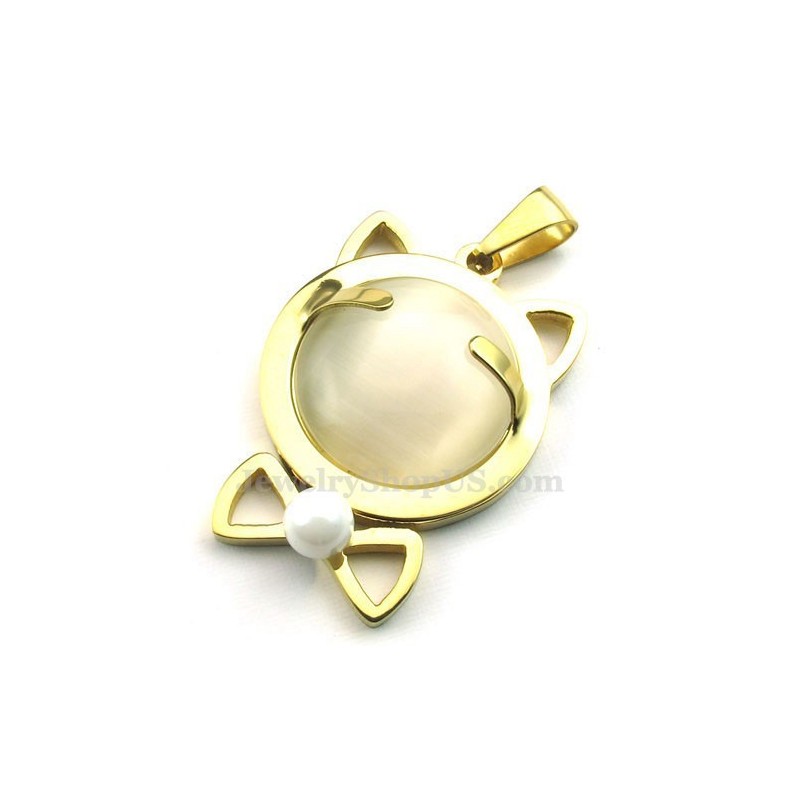 Halskette Mit Katzenaugen-Anhänger Aus Goldenem Titan (Inkl. Kette) Halskette Mit Katzenaugen-Anhänger Aus Goldenem Titan (Inkl. Kette)