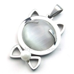 Halskette Mit Katzenaugen-Anhänger Aus Silber Und Titan (Kostenlose Kette)