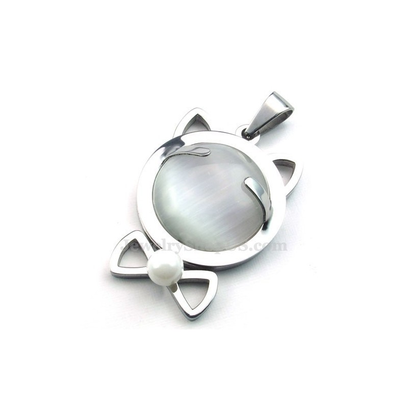 Halskette Mit Katzenaugen-Anhänger Aus Silber Und Titan (Kostenlose Kette) Halskette Mit Katzenaugen-Anhänger Aus Silber Und Titan (Kostenlose Kette)