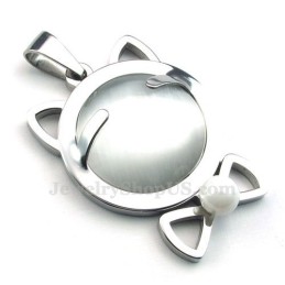 Halskette Mit Katzenaugen-Anhänger Aus Silber Und Titan (Kostenlose Kette)