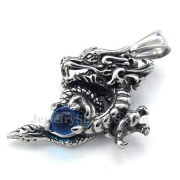 Exquisite Halskette Mit Drachenanhänger Aus Blauem Zirkonia Und Titan (Inkl. Kette)