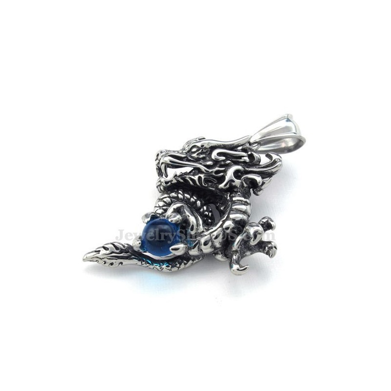 Exquisite Halskette Mit Drachenanhänger Aus Blauem Zirkonia Und Titan (Inkl. Kette) Exquisite Halskette Mit Drachenanhänger Aus Blauem Zirkonia Und Titan (Inkl. Kette)