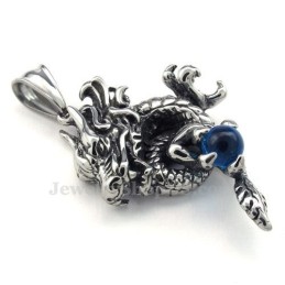 Exquisite Halskette Mit Drachenanhänger Aus Blauem Zirkonia Und Titan (Inkl. Kette)