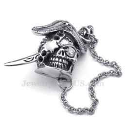 Elegante Herren-Halskette Mit Schwert-Totenkopf-Anhänger Aus Titan (Inkl. Kette)