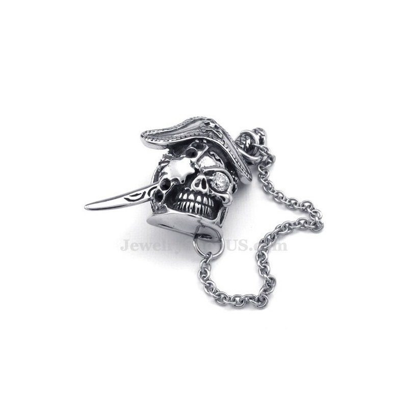 Elegante Herren-Halskette Mit Schwert-Totenkopf-Anhänger Aus Titan (Inkl. Kette) Elegante Herren-Halskette Mit Schwert-Totenkopf-Anhänger Aus Titan (Inkl. Kette)