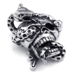 Halskette Mit Totenkopf-Schlangenanhänger Aus Titan (Kostenlose Kette)