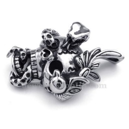 Halskette Mit Totenkopf-Schlangenanhänger Aus Titan (Kostenlose Kette)