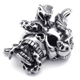 Halskette Mit Totenkopf-Schlangenanhänger Aus Titan (Kostenlose Kette)