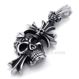Halskette Mit Kreuzanhänger Aus Titan Mit Totenkopfmotiv (Inkl. Kette)
