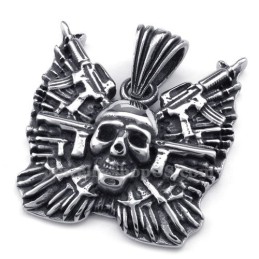 Halskette Mit Totenkopf-Anhänger Aus Titan (Kostenlose Kette)