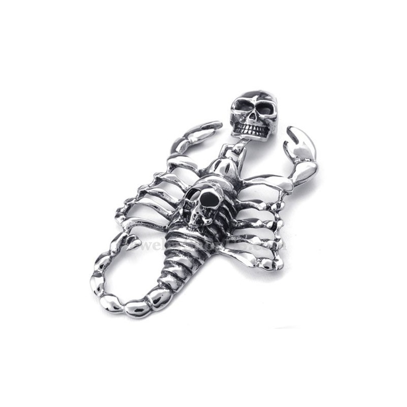 Herren-Halskette Mit Totenkopf- Und Skorpion-Anhänger Aus Titan (Inkl. Kette) Herren-Halskette Mit Totenkopf- Und Skorpion-Anhänger Aus Titan (Inkl. Kette)