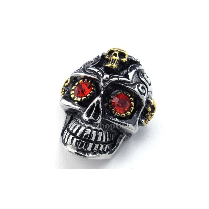 Halskette Mit Totenkopf-Anhänger Aus Titan Mit Roten Augen (Kostenlose Kette) Halskette Mit Totenkopf-Anhänger Aus Titan Mit Roten Augen (Kostenlose Kette)