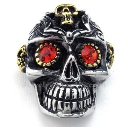 Halskette Mit Totenkopf-Anhänger Aus Titan Mit Roten Augen (Kostenlose Kette)